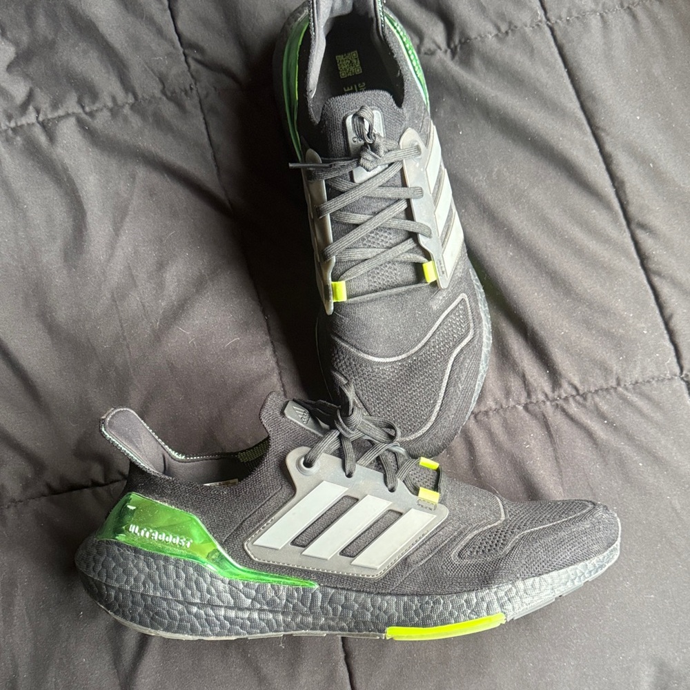 Adidas Men's ultraboost Black and Neon Green Athletic Shoes